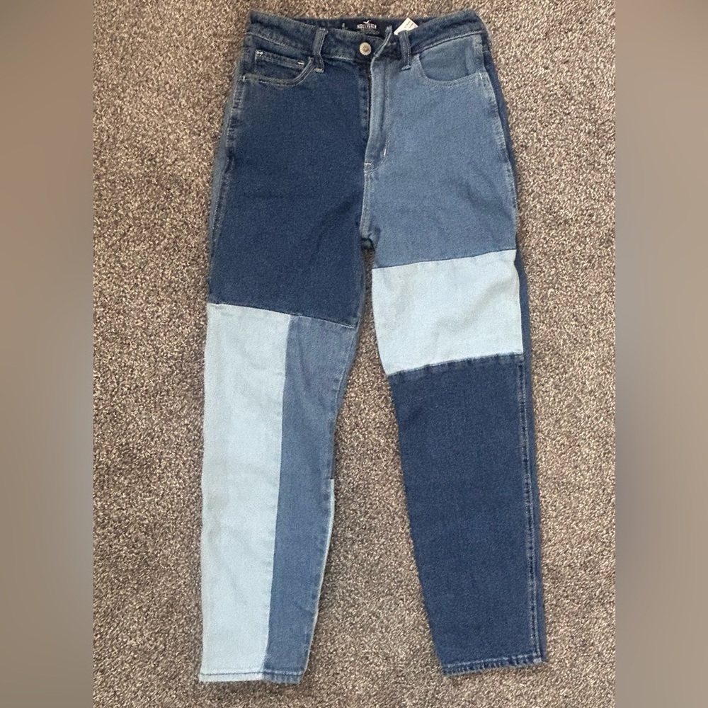 NWOT Hollister Ultra High-Rise Patchwork Mom Jeans Vintage Stretch Size 1R
